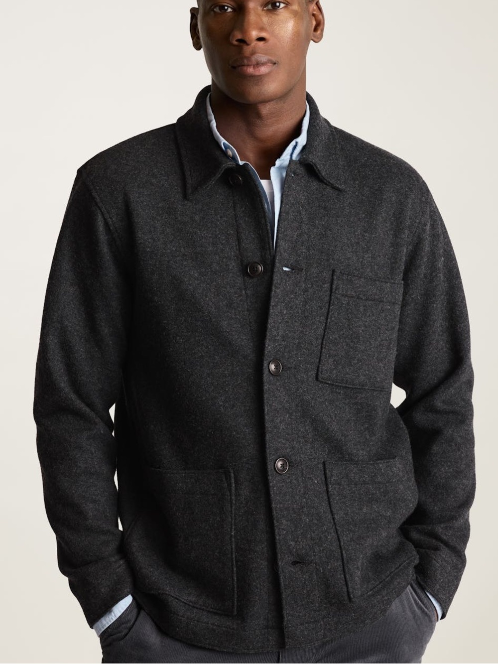 Bonobos Sweater Chore Jacket Wool Cotton Dark Grey Size Large